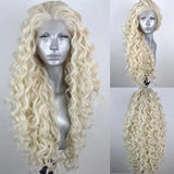 Yeknu  Ginger Orange Long Curly Lace Wig Cosplay Wig Halloween Synthetic Long Hair Role Play Wig for Women Girls Lace Front Wig
