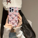 Yeknu  Simple pleated love three-dimensional suitable for Apple 15 mobile phone case iphone16promax new model