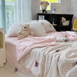 Yeknu  new cloud-feeling double-layer yarn summer quilt air conditioner quilt four-piece set soft small fresh machine washable