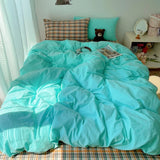 Yeknu  Striped Bedding Set Korean Style Duvet Cover Set Flat Sheets Set Single Twin Double Size Bed Linen Set Back To School Season