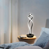 Yeknu Modern LED Spiral Table Lamp Bedside Desk Light Bedroom Decor Curved Light Black