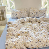 Yeknu  Ins Princess Bedding Set Simple Floral Duvet Cover Pillowcases Flat Sheet Single Twin Double Queen Size Home Decor Bed Linen Set
