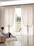 Yeknu  Apricot Polka Dot Korean Cream Style Jacquard Lace Curtains for Living Room Bedroom Girls Room Princess Style