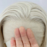 Yeknu  Short 60 Blonde Curly Wavy Synthetic Lace Front Bob Wigs for Women Pre Plucked Hairline Platinum White Deep Wave Daily Party Use