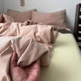Yeknu  Ins Nordic Bedding Set Plaid Striped Duvet Cover Set Soft Flat Sheets Set 2 Pillowcases Single Twin Full Queen Size Simple Style