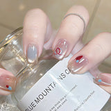 Yeknu 24Pcs Rainbow Color Glow Cat Eye Press on False Nails with Glue Glitter Short Square Nails Sweet Cool Gradient Summer Fake Nails