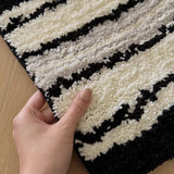 Yeknu  Black White Tufting Bathroom Mat Tufted Stripe Bedroom Living Room Carpet Bedside Rug Bedroom Floor Pad Aesthetic Home Decor