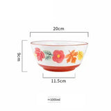 Yeknu  Japanese Underglaze Hand-painted Ceramic Ramen Large Soup Noodle Bowl, Restaurant Kitchen Supplies Fruit Steak Dinner Plate, 1Pc