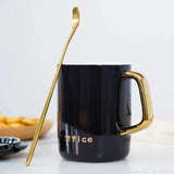 Yeknu  Creative Black/White Mug Ceramic Household Study Living Room Supplies  Gift Box With Lid Handle Office Tea Water Coffee Cup, 1Pc