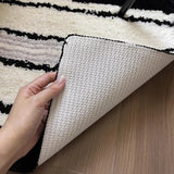 Yeknu  Black White Tufting Bathroom Mat Tufted Stripe Bedroom Living Room Carpet Bedside Rug Bedroom Floor Pad Aesthetic Home Decor
