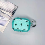 Yeknu  Cute bow printed transparent neon headphone case, colorful transparent shockproof headphone case, with keychain