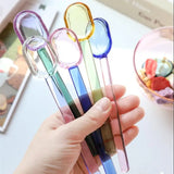 Yeknu  Stained Glass Spoon Dessert Ice Cream Milk Long Handled Spoon Coffee Soup Stirring Spoon High boric acid heat and cold resistanc