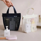 Yeknu  Portable Travel Mesh Cosmetic Toiletry Bag Large Capacity Transparent Storage Bag Hanging Cosmetic Storage Bag