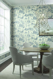 Yeknu  Seasons Toile Navy Wallpaper with farm life style
