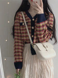Yeknu  Autumn Winter Knitted Cardigan Women Fashion Tweed Sweater Ladies Tops Korean Style V Neck Knit Cardigans Woman Coat