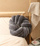 Yeknu  Cream Coffee Knot Pillow Ball Large Decorative Throw Pillows Velvet Round Knotted Pillow for Home Bed Room Couch Decor Office