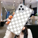 Yeknu  Black White Grid Case For iPhone 11 Case iPhone 11 12 13 14 Pro Max X XS XR 6 6S 7 8 Plus SE 2020 2022 Clear Soft TPU Back Cover
