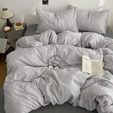 Yeknu  Bed Four-Piece Set High Gram Weight Cationic Jacquard Solid Color Quilt Cover Student Dormitory Bed Sheet Three-Piece Set