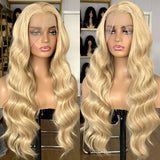 Yeknu  Blonde Highlight Wig Long Wavy Synthetic Lace Front Wig Loose Deep Wave Honey Blonde Colored Hair 13X4 Frontal Wigs for Women