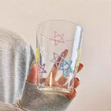 Yeknu  3D Colorful Stars Glass Cup High Borosilicate Glass Transparent Drink Water Cup  Milk Coffee  Juice  Glass
