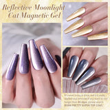 Yeknu  Gold Reflective Moonlight Gel Nail Polish Cat Magnetic Aurora Spar Glitter Semi-Permanant Varnish Nail Art Magnetic