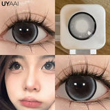 Yeknu  1 Pair Myopia Eye Color Lens with Diopters Black Lenses Natural Gray Color Contact Lenses Big Eye Fashion Eye Lenses