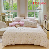 Yeknu  Class A super soft jacquard cloud yarn cotton four-piece set, bed sheet, bed hat, quilt cover, student dormitory bed