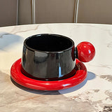 Yeknu  Creative Ceramic Milk Cups, Household Office Wedding Items, Porcelain Water Mugs, Vintage style Coffee Cup Red Plate Combination