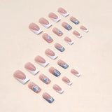 Yeknu  24 PCs Short French Pop Heart Nails with 1 Jelly Gel and 1 Nail File