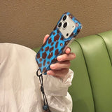 Yeknu  ins autumn and winter retro niche blue brown leopard print stars are suitable for Apple 17 mobile phone case iPhone
