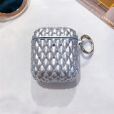 Yeknu  Portable shiny rhinestone earphone case protective cover, silver quilted protective cover with keychain