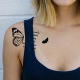 Yeknu  Butterfly Wings and Quote Shoulder and Arm Waterproof Temporary Tattoo, Long-Lasting, Realistic Fake Tattoo for Men and Women