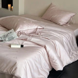 Yeknu High-end Cherries Jacquard Tribute Satin Bedding Set 100% Cotton Skin-friendly Duvet Cover Set Soft Quilt Cover and Pillowcases