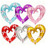 Yeknu  40 inch Large Heart Foil Balloon with Bow, Red Hook Heart Shape For Valentine's Day Wedding Engagement Bachelor's Party Decor