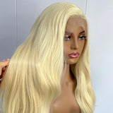 Yeknu  Blonde Long Wavy Synthetic Hair Pre Plucked Free Part Layered Natural Curly Body Wave 13X4 Lace Front Wigs for Women Daily