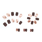 Yeknu  24 PCs Short French Minimalist Smudged Nails with 1 Jelly Gel and 1 Nail File