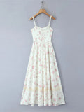 Yeknu  European And American Long Summer Women's Dresses Lace Splicing Back Elastic Slit Print Dress Casual Beach Boho Dress