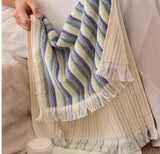 Yeknu  Rainbow Color 3D Striped Cotton Towel Super Soft Combed Cotton Towel Fresh Skin-friendly Face Towel Sbsorbent Bath Towels
