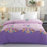 Yeknu  Single duvet cover Printed red quilt cover Thickened plant-cashmere cartoon multicolored bed cover 220x240 double bedding