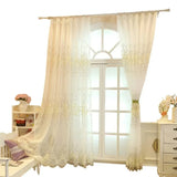 Yeknu  European Pastoral Embroidered Flower Curtains for Living Dining Room Bedroom White Gauze Bay Window Korean Window Screen Balcony