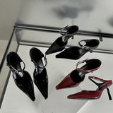 Yeknu  New Design High Heels Woman Pumps  Buckle Strap Mules Slippers Sexy Pointed Toe Wedding Banquet Female Shoes