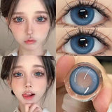 Yeknu  1 Pair High Quality Blue Lenses Colorld Contact Lenses with Degree 0.00 to- 8.00 Cosmetic Natural Eye Contacts Lenses