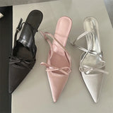 Yeknu  Spring Sexy Pointed Toe Buckle Strap Women Pumps Sandals Thin High Heels Party Stripper Dance Mules Ladies Shoes