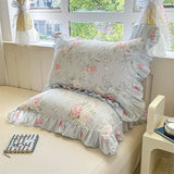 Yeknu 2pcs Flower Prints Ruffles 100% Cotton Pillowcases 48x74cm Sizes Cushion Cover for Bed Floral Style Adults Kids Pillowslip 베개커버