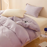 Yeknu Striped Girls Flower Bedding Sets, Washed Cotton Bed Linens, Soft Quilt Cover Sheet Set, Simple Bedspread, Home Textiles