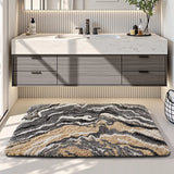 Yeknu  Tufting Marble Pattern Bathroom Mat Soft Tufted Bedroom Carpet Bedside Rug Bedroom Floor Anti Slip Tidy Pad Aesthetic Home Decor