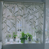 Yeknu  Hand-made Macrame Leaf Patter Curtain Tapestry Bohemia Hanging Window Door Tassel Curtain Wall HangingTapestry Room Decoration