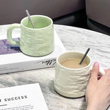 Yeknu  Creative Ceramic Stone pattern With cover Water Cups, Household Dining Room Office Items, Mug, Breakfast Milk Coffee Cup, 1Pc
