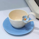 Yeknu  European Style Retro Ceramic Floral Pattern Coffee Cup Plate Creative Mark Water Cup Home Restaurant Decor English Afternoon Tea