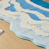 Yeknu  Soft Tufting Scenic Bathroom Mat Ocean Wave Bedroom Carpet Anti-slip Rug Doormat Foot Dry Tidy Pad Aesthetic Home Room Decor